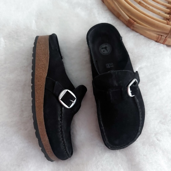 Birkenstock Buckley Suede Leather Black Clogs - Picture 6 of 12